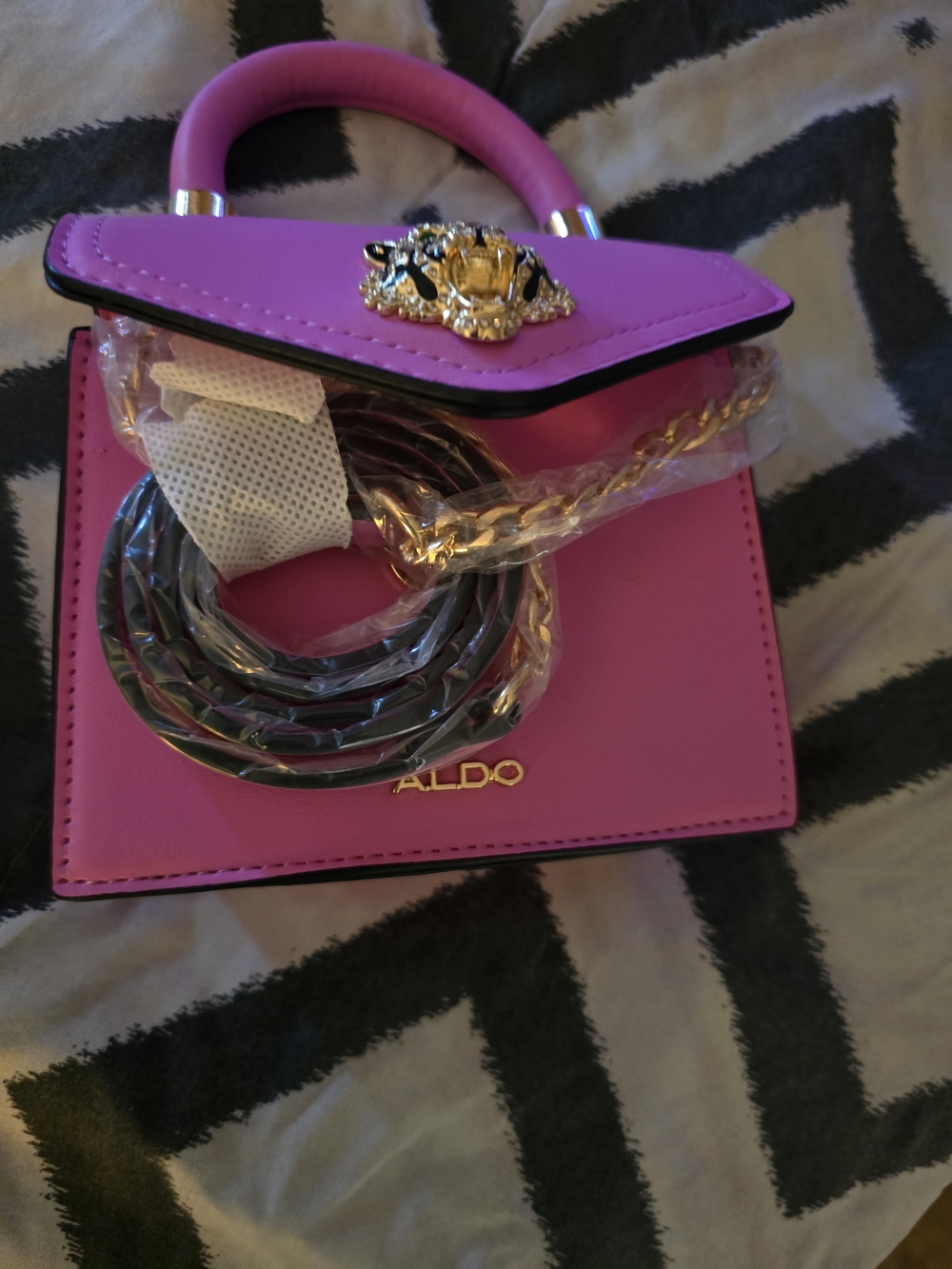 ALDO Hot Pink Top-Handle Mini Satchel with Gold Hardware-NWT! - Picture 2 of 5